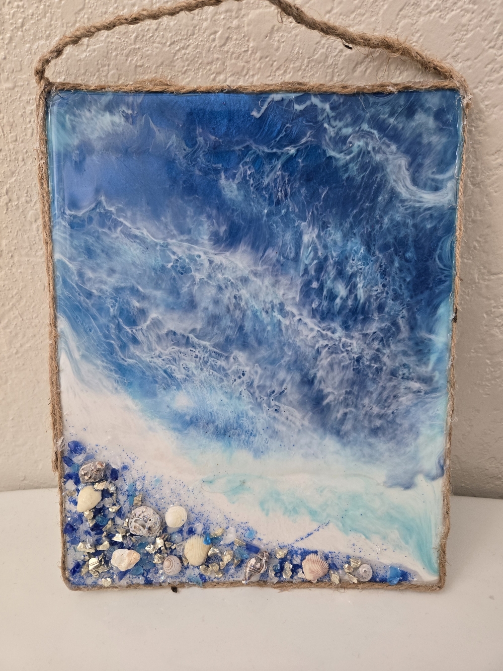 Coastal Wave Resin Wall Art - Blue Ocean Beach Scene